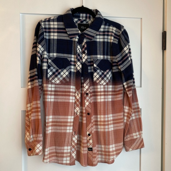 Rails Ombré flannel plaid button shirt dip dye blue pink XS - Picture 3 of 5